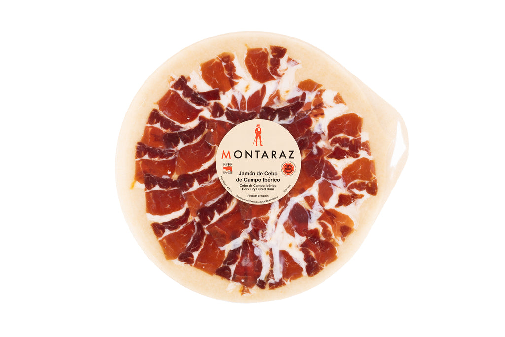 Montaraz Cebo de Campo Free Range Jamon Iberico Pre Sliced Plates 2.5 - Rare Tea Cellar