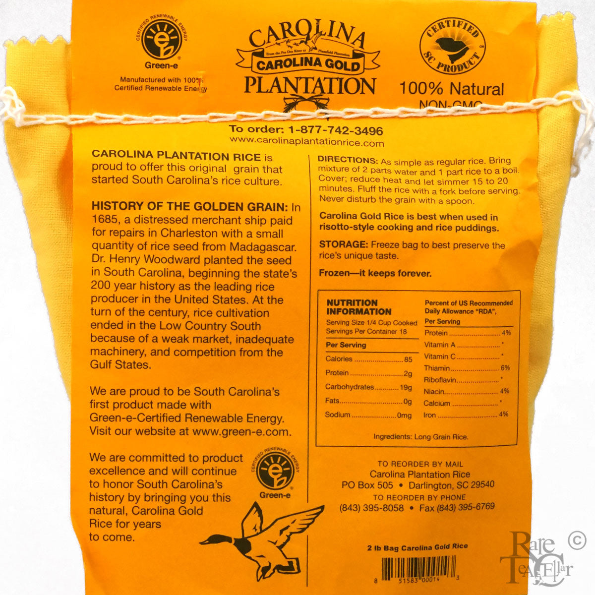 Cellar Rice Carolina Gold Plantation Rice– Rare Tea Cellar